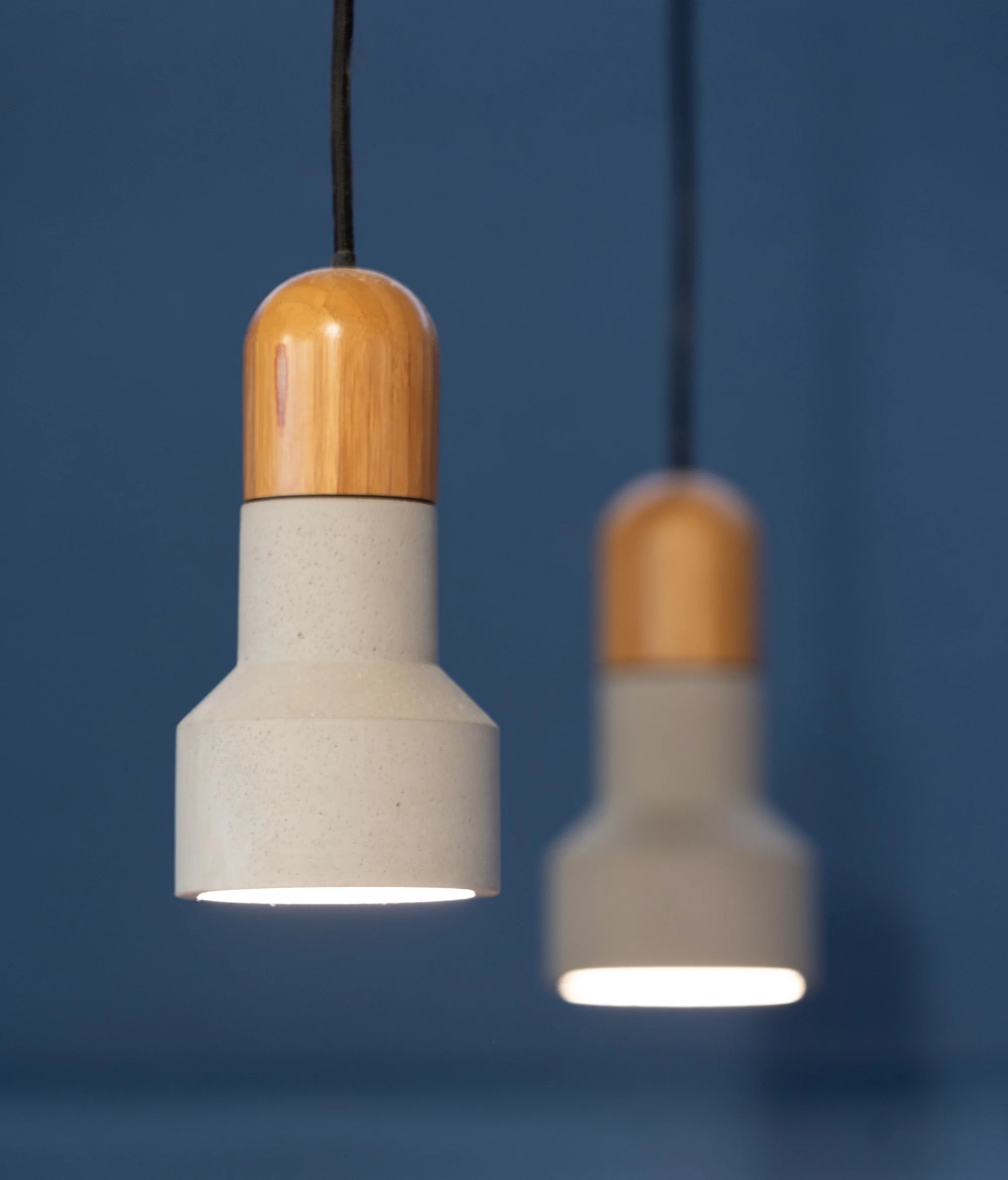 Feature cement and bamboo lights from Bentu